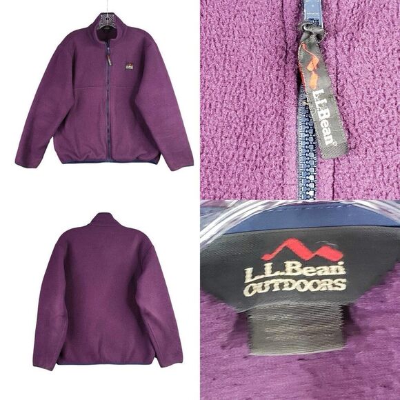 LL Bean Outdoor Fleece Sweater Women’s Small S Full Zip Long Sleeve Purple - Picture 1 of 10